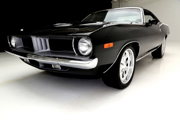 For Sale Used 1973 Plymouth Cuda Black on Black, 440 Six Pac, 727 Chrome | American Dream Machines Des Moines IA 50309