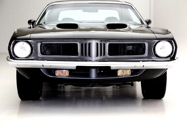 For Sale Used 1973 Plymouth Cuda Black on Black, 440 Six Pac, 727 Chrome | American Dream Machines Des Moines IA 50309