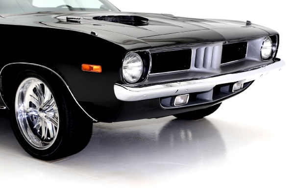 For Sale Used 1973 Plymouth Cuda Black on Black, 440 Six Pac, 727 Chrome | American Dream Machines Des Moines IA 50309