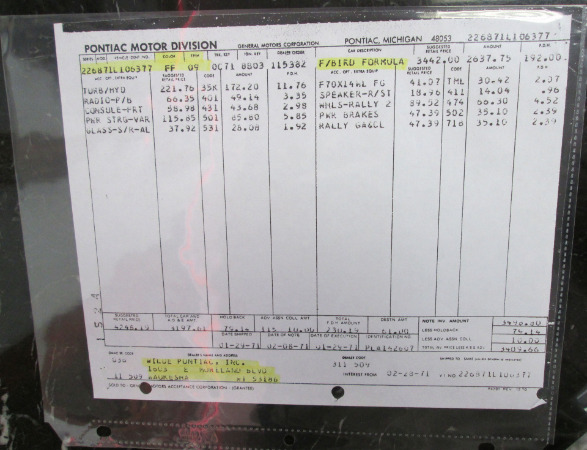 For Sale Used 1971 Pontiac Firebird Formula PHS build sheet #s matching | American Dream Machines Des Moines IA 50309