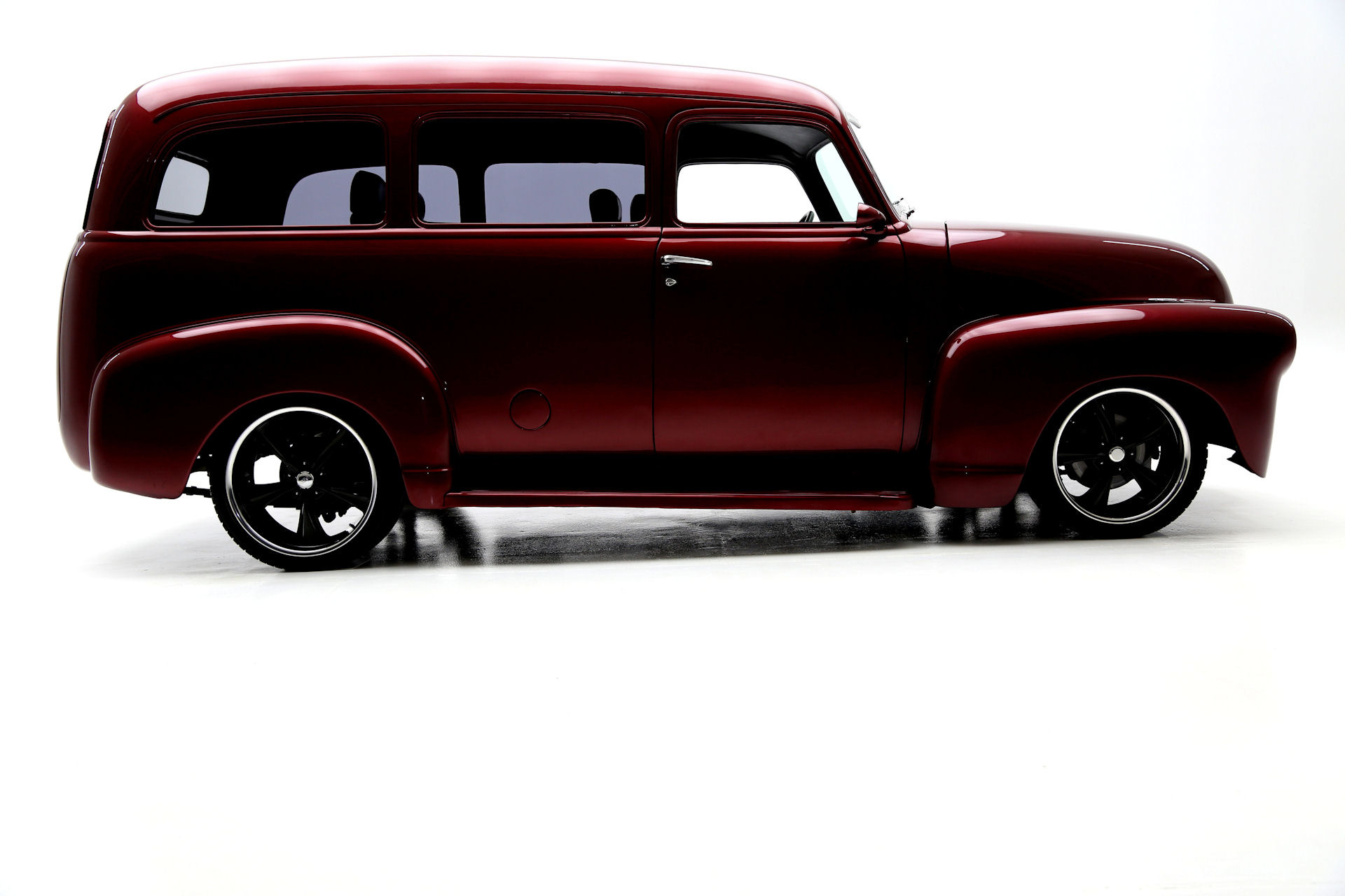 For Sale Used 1951 Chevrolet Suburban Burgundy,Black Leather, RestoMod | American Dream Machines Des Moines IA 50309