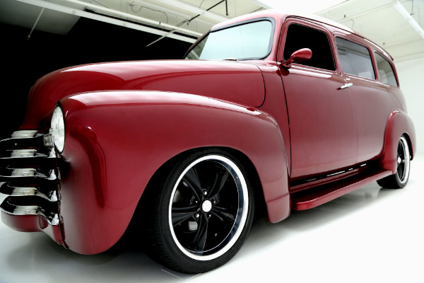 For Sale Used 1951 Chevrolet Suburban Burgundy,Black Leather, RestoMod | American Dream Machines Des Moines IA 50309