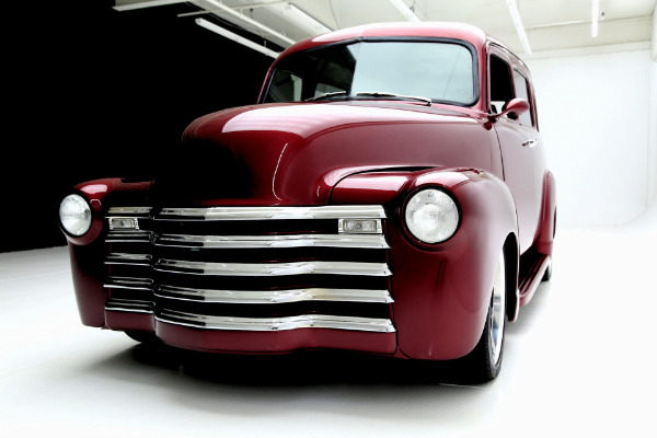 For Sale Used 1951 Chevrolet Suburban Burgundy,Black Leather, RestoMod | American Dream Machines Des Moines IA 50309