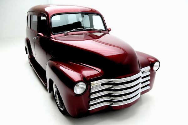 For Sale Used 1951 Chevrolet Suburban Burgundy,Black Leather, RestoMod | American Dream Machines Des Moines IA 50309