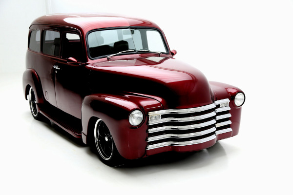 For Sale Used 1951 Chevrolet Suburban Burgundy,Black Leather, RestoMod | American Dream Machines Des Moines IA 50309