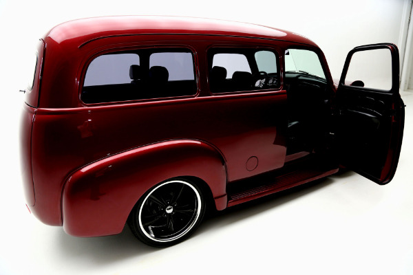 For Sale Used 1951 Chevrolet Suburban Burgundy,Black Leather, RestoMod | American Dream Machines Des Moines IA 50309