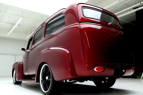 For Sale Used 1951 Chevrolet Suburban Burgundy,Black Leather, RestoMod | American Dream Machines Des Moines IA 50309