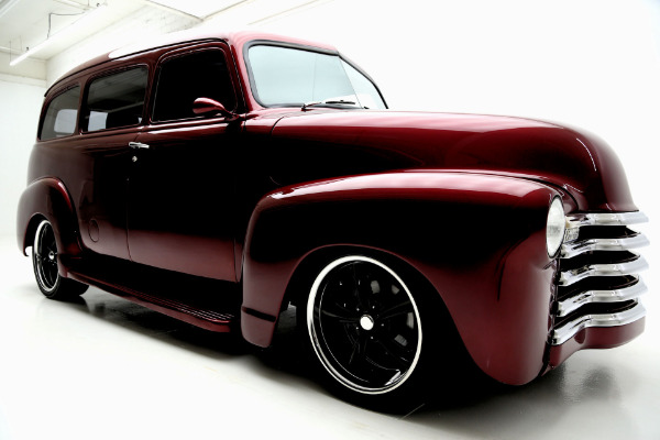 For Sale Used 1951 Chevrolet Suburban Burgundy,Black Leather, RestoMod | American Dream Machines Des Moines IA 50309