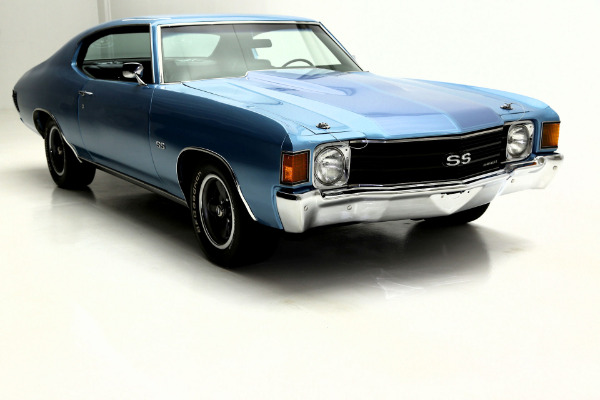 For Sale Used 1972 Chevrolet Chevelle Super Sport SS, Blue,black int,#s Match | American Dream Machines Des Moines IA 50309