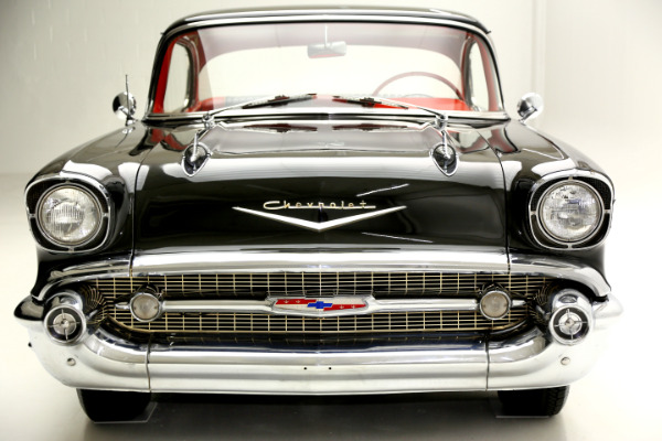 For Sale Used 1957 Chevrolet Bel Air Hardtop Black & red interior, 283 | American Dream Machines Des Moines IA 50309