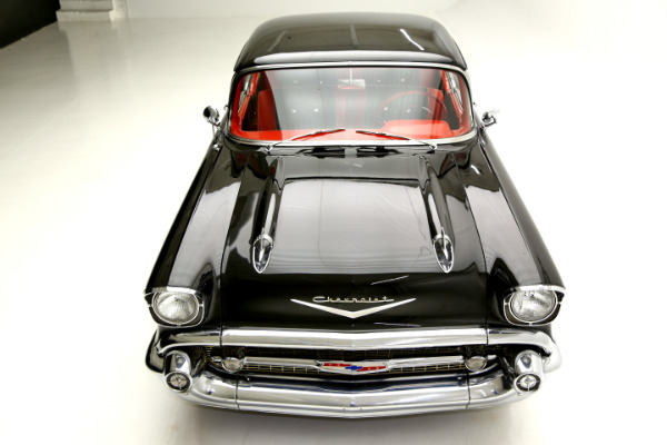 For Sale Used 1957 Chevrolet Bel Air Hardtop Black & red interior, 283 | American Dream Machines Des Moines IA 50309