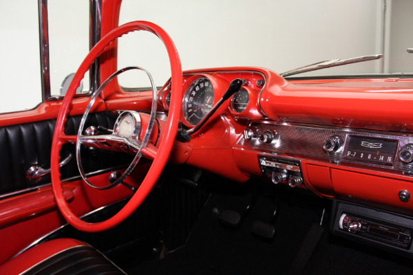 For Sale Used 1957 Chevrolet Bel Air Hardtop Black & red interior, 283 | American Dream Machines Des Moines IA 50309