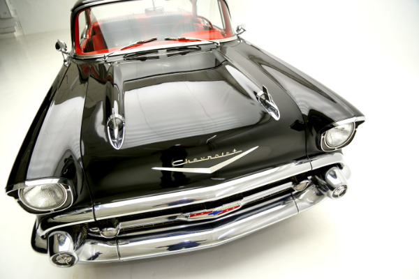 For Sale Used 1957 Chevrolet Bel Air Hardtop Black & red interior, 283 | American Dream Machines Des Moines IA 50309