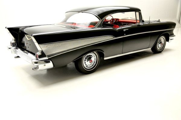 For Sale Used 1957 Chevrolet Bel Air Hardtop Black & red interior, 283 | American Dream Machines Des Moines IA 50309