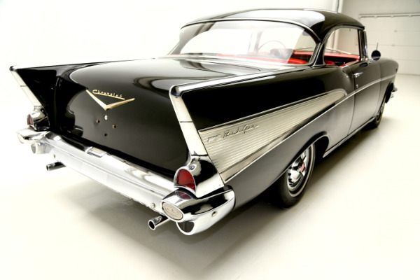 For Sale Used 1957 Chevrolet Bel Air Hardtop Black & red interior, 283 | American Dream Machines Des Moines IA 50309