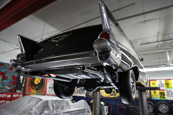 For Sale Used 1957 Chevrolet Bel Air Hardtop Black & red interior, 283 | American Dream Machines Des Moines IA 50309