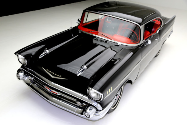 For Sale Used 1957 Chevrolet Bel Air Hardtop Black & red interior, 283 | American Dream Machines Des Moines IA 50309