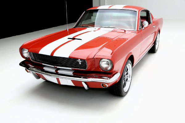 For Sale Used 1965 Ford Mustang Fastback Red/red w/white shelby stripes, | American Dream Machines Des Moines IA 50309