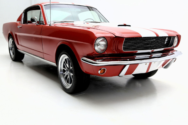 For Sale Used 1965 Ford Mustang Fastback Red/red w/white shelby stripes, | American Dream Machines Des Moines IA 50309