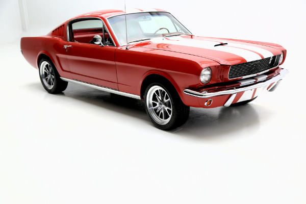 For Sale Used 1965 Ford Mustang Fastback Red/red w/white shelby stripes, | American Dream Machines Des Moines IA 50309