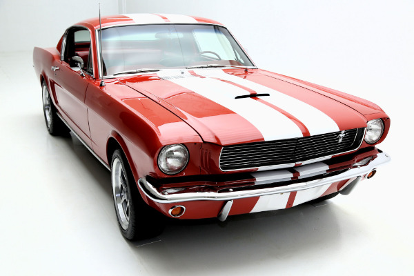 For Sale Used 1965 Ford Mustang Fastback Red/red w/white shelby stripes, | American Dream Machines Des Moines IA 50309