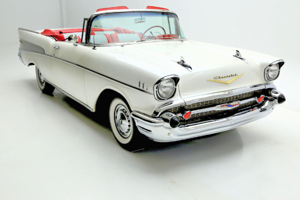 For Sale Used 1957 Chevrolet Belair Pearl white V8 Auto | American Dream Machines Des Moines IA 50309