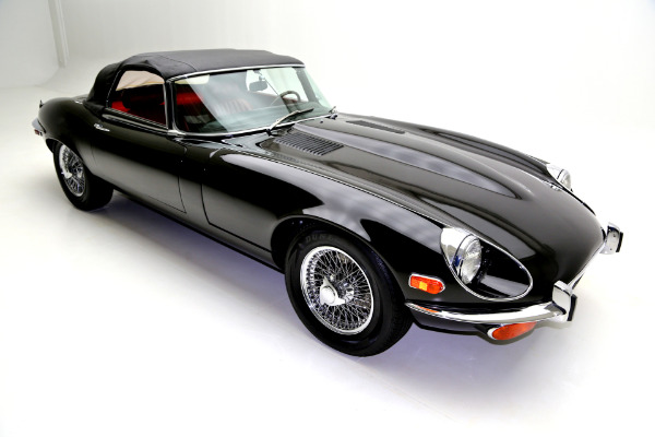 For Sale Used 1971 Jaguar E-Type Black/Red, v12, AC 4spd | American Dream Machines Des Moines IA 50309