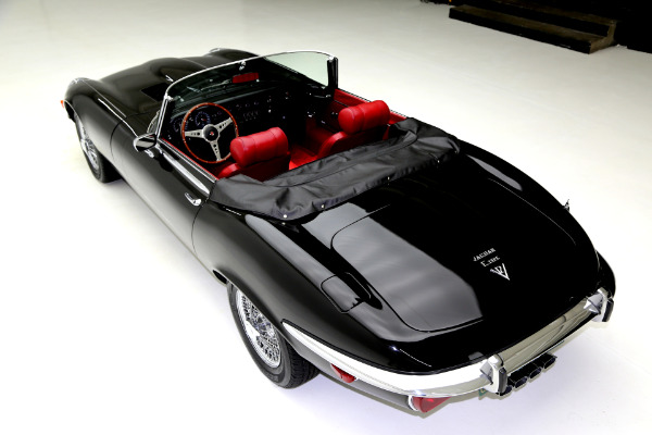 For Sale Used 1971 Jaguar E-Type Black/Red, v12, AC 4spd | American Dream Machines Des Moines IA 50309