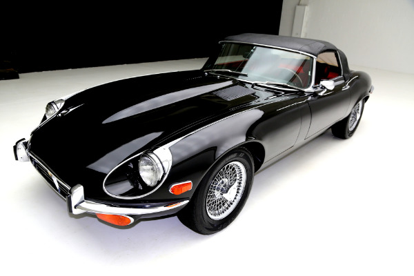 For Sale Used 1971 Jaguar E-Type Black/Red, v12, AC 4spd | American Dream Machines Des Moines IA 50309