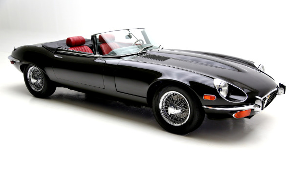 For Sale Used 1971 Jaguar E-Type Black/Red, v12, AC 4spd | American Dream Machines Des Moines IA 50309