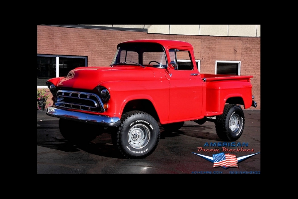 For Sale Used 1957 Chevrolet 3100 4x4 pickup 4spd big back window | American Dream Machines Des Moines IA 50309