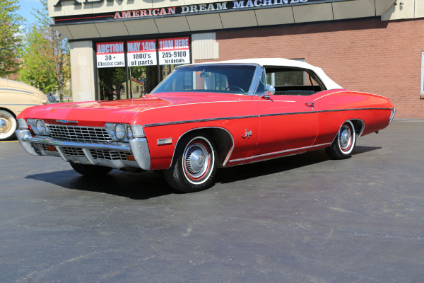 For Sale Used 1968 Chevrolet Impala Convertible Red 396/325hp #'s Match.12 Bolt. (SELLING AT AUCTION, LOW RESERVE, MAY 14TH | American Dream Machines Des Moines IA 50309