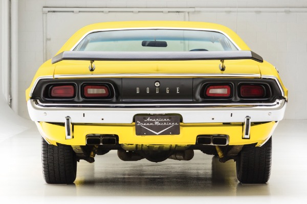 For Sale Used 1973 Dodge Challenger Lemon Twist, RT Stripes | American Dream Machines Des Moines IA 50309