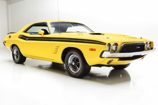 For Sale Used 1973 Dodge Challenger Lemon Twist, RT Stripes | American Dream Machines Des Moines IA 50309