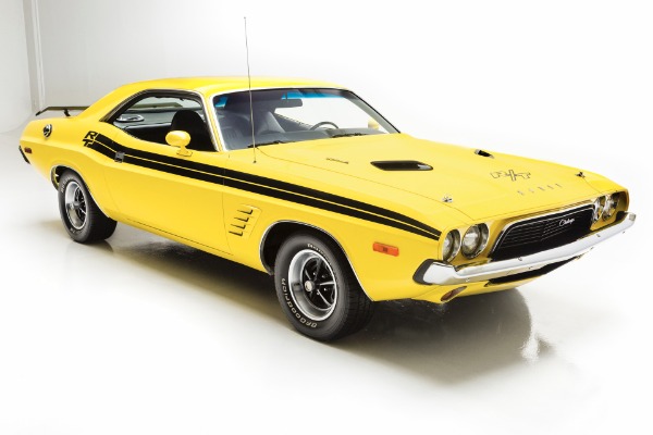 For Sale Used 1973 Dodge Challenger Lemon Twist, RT Stripes | American Dream Machines Des Moines IA 50309