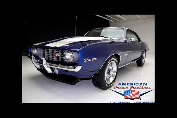 For Sale Used 1969 Chevrolet Camaro Z28, Blue X-77 DZ 302 Z28 | American Dream Machines Des Moines IA 50309