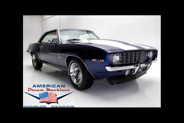 For Sale Used 1969 Chevrolet Camaro Z28, Blue X-77 DZ 302 Z28 | American Dream Machines Des Moines IA 50309