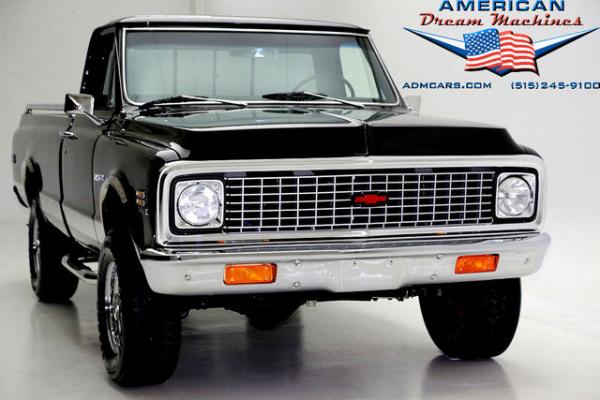 For Sale Used 1972 Chevrolet K20 Cheyenne pickup Black 4x4 Frame off | American Dream Machines Des Moines IA 50309