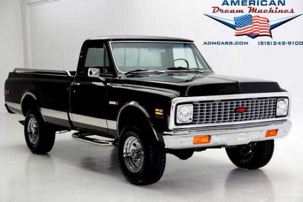 For Sale Used 1972 Chevrolet K20 Cheyenne pickup Black 4x4 Frame off | American Dream Machines Des Moines IA 50309