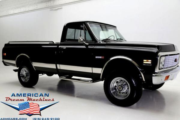 For Sale Used 1972 Chevrolet K20 Cheyenne pickup Black 4x4 Frame off | American Dream Machines Des Moines IA 50309