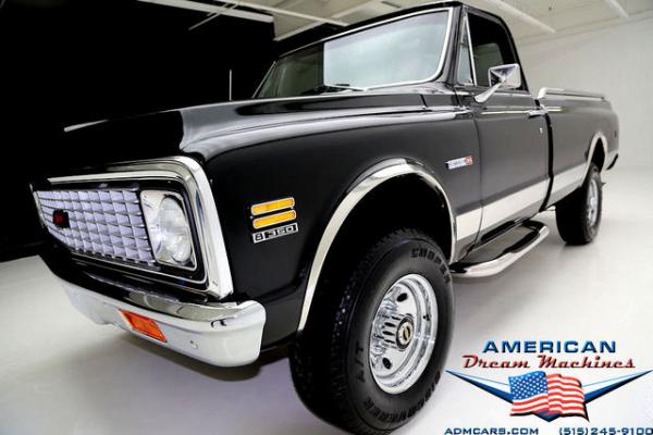 For Sale Used 1972 Chevrolet K20 Cheyenne pickup Black 4x4 Frame off | American Dream Machines Des Moines IA 50309