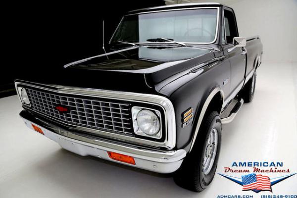 For Sale Used 1972 Chevrolet K20 Cheyenne pickup Black 4x4 Frame off | American Dream Machines Des Moines IA 50309