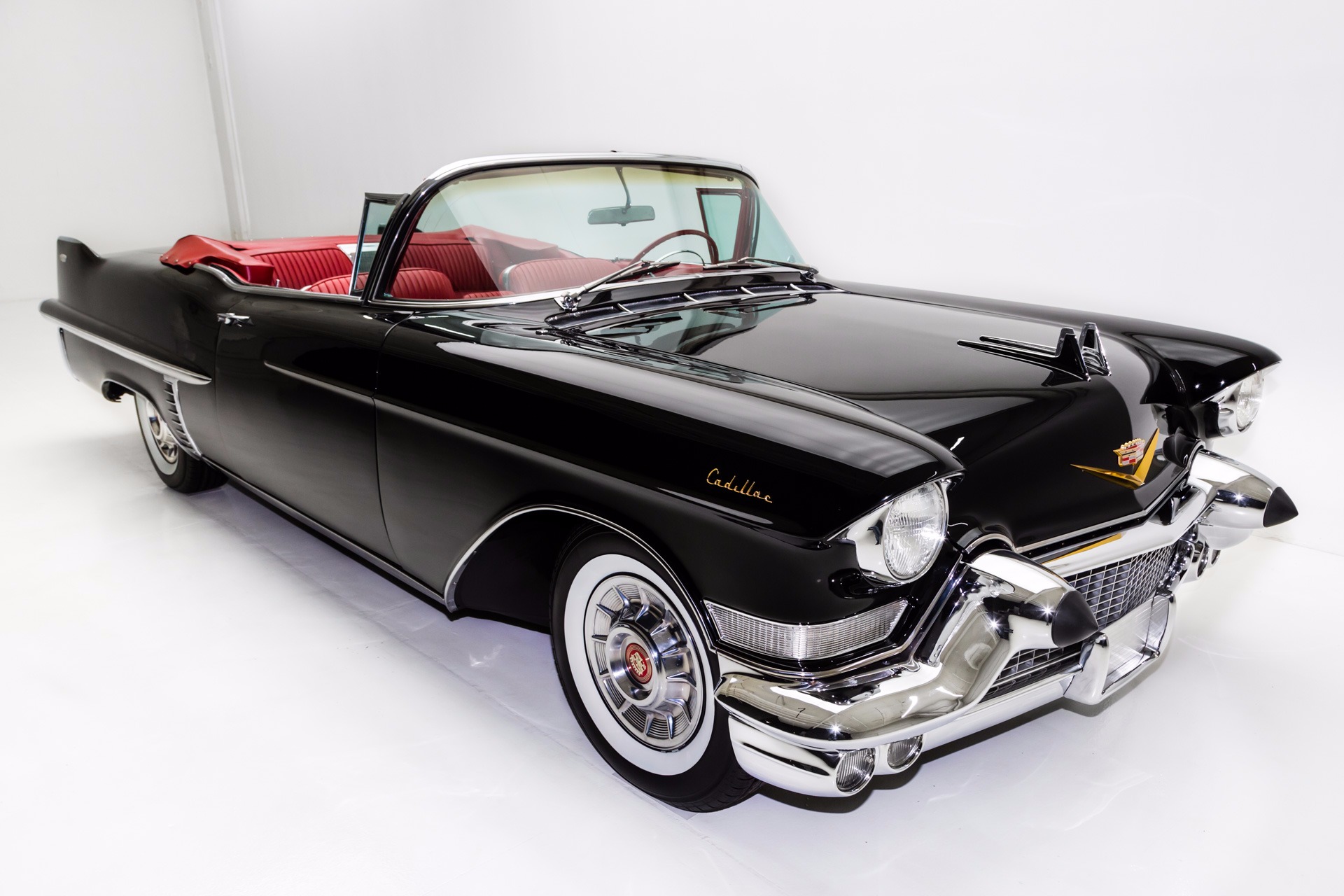 For Sale Used 1957 Cadillac Series 62 Black Red Leather | American Dream Machines Des Moines IA 50309