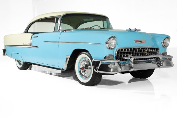 For Sale Used 1955 Chevrolet Bel Air Blue, Ivory, V8 Auto PS PB | American Dream Machines Des Moines IA 50309