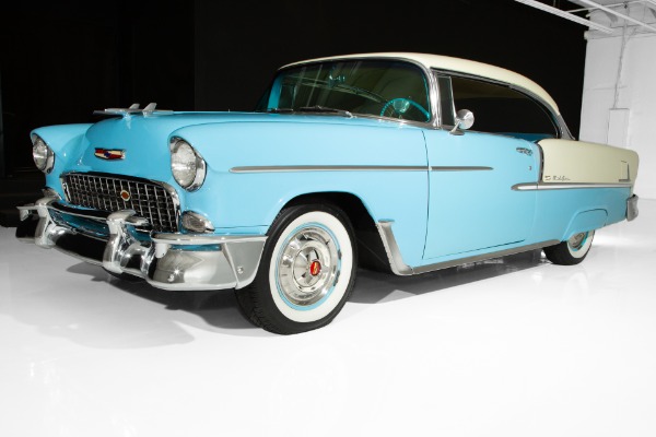 For Sale Used 1955 Chevrolet Bel Air Blue, Ivory, V8 Auto PS PB | American Dream Machines Des Moines IA 50309