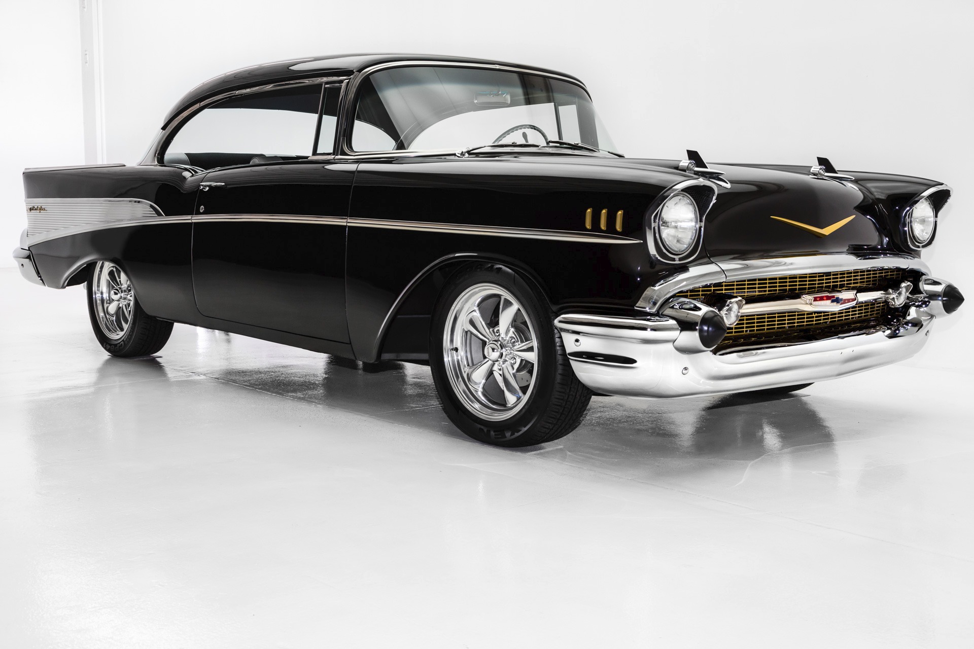 1957 Chevrolet Bel Air New Black Paint New Silver Black