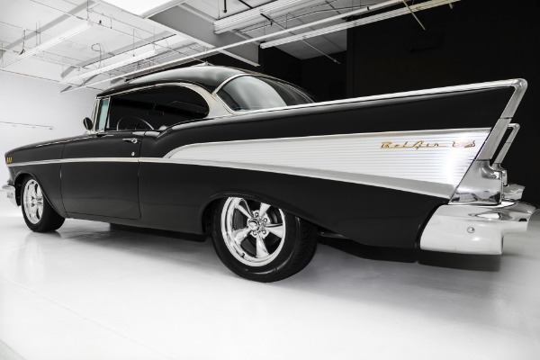 For Sale Used 1957 Chevrolet Bel Air New Black Paint & New Silver/Black Interior 327 Auto, Lots of new Chrome | American Dream Machines Des Moines IA 50309