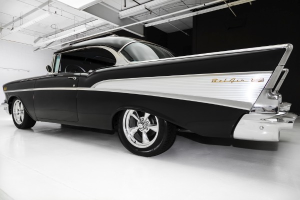 For Sale Used 1957 Chevrolet Bel Air New Black Paint & New Silver/Black Interior 327 Auto, Lots of new Chrome | American Dream Machines Des Moines IA 50309