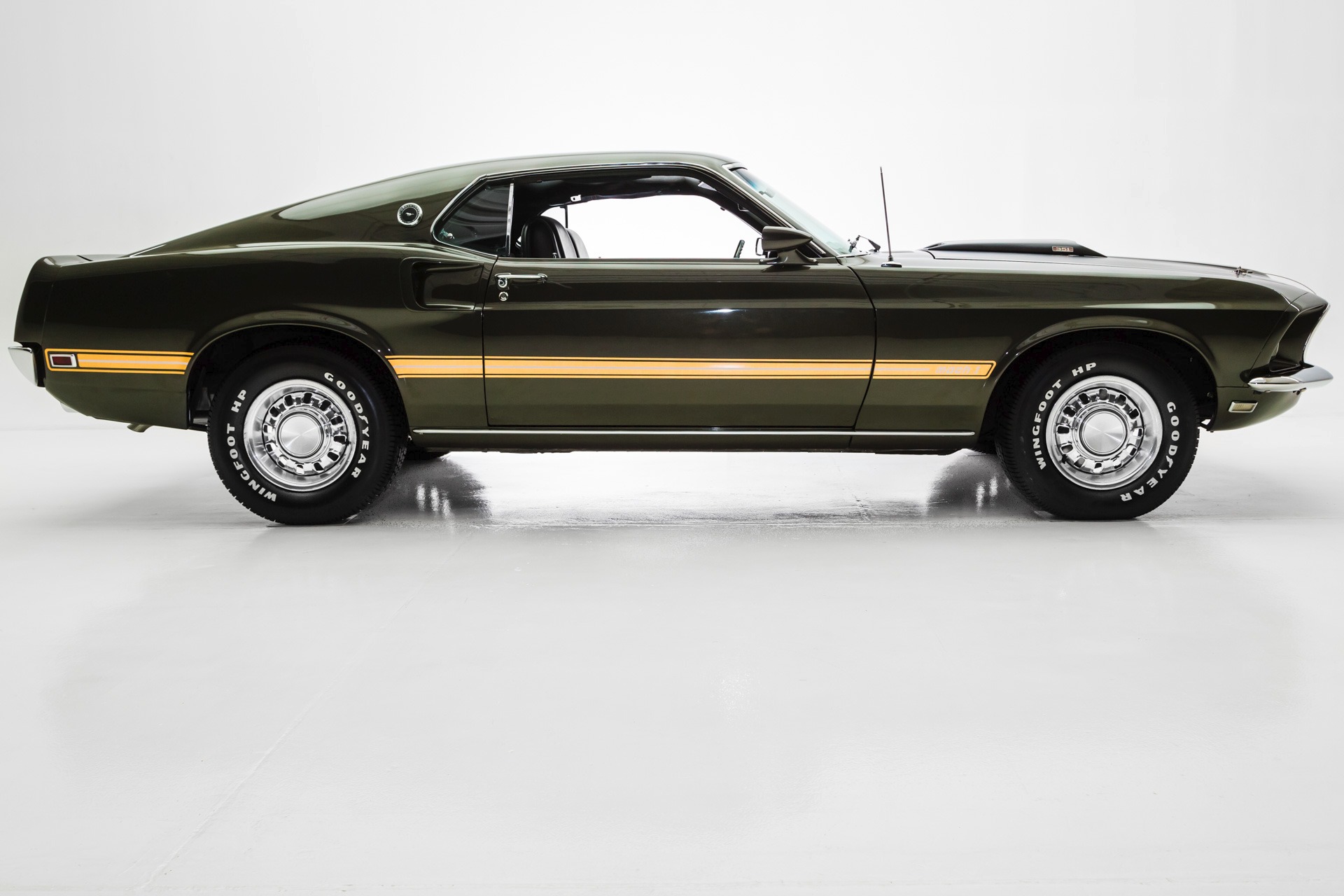 For Sale Used 1969 Ford Mustang Mach 1 Dark Jade Green  351 A/C | American Dream Machines Des Moines IA 50309