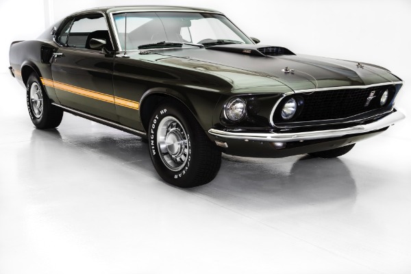 For Sale Used 1969 Ford Mustang Mach 1 Dark Jade Green  351 A/C | American Dream Machines Des Moines IA 50309